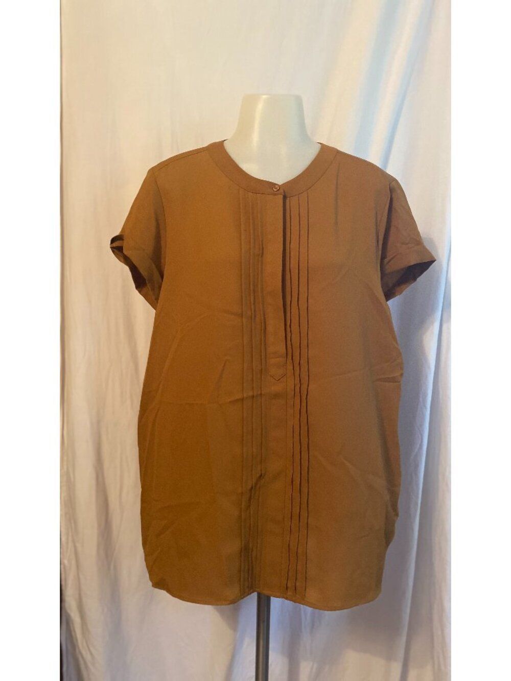 Simply Vera Vera Wang NWT Bronze Pintuck Popover Blouse